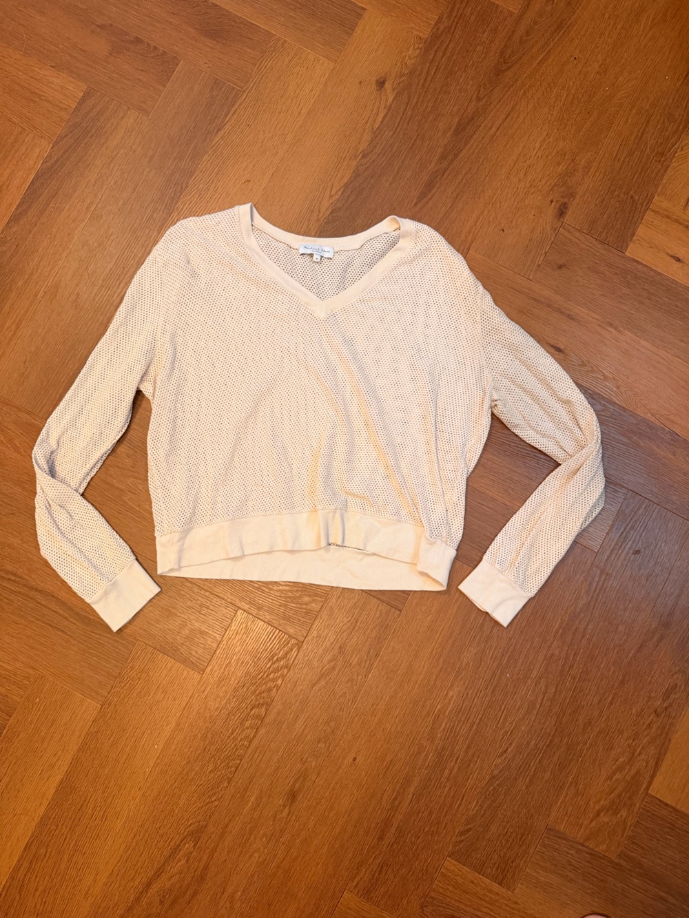 Michael Stars Los Angeles Cream Mesh Long Sleeve Top Size M